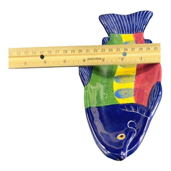 Julie Ueland Shorelines Fish Salmon Dish Plate Ceramic Pottery 2000 Set 3 - Picture 5 of 14